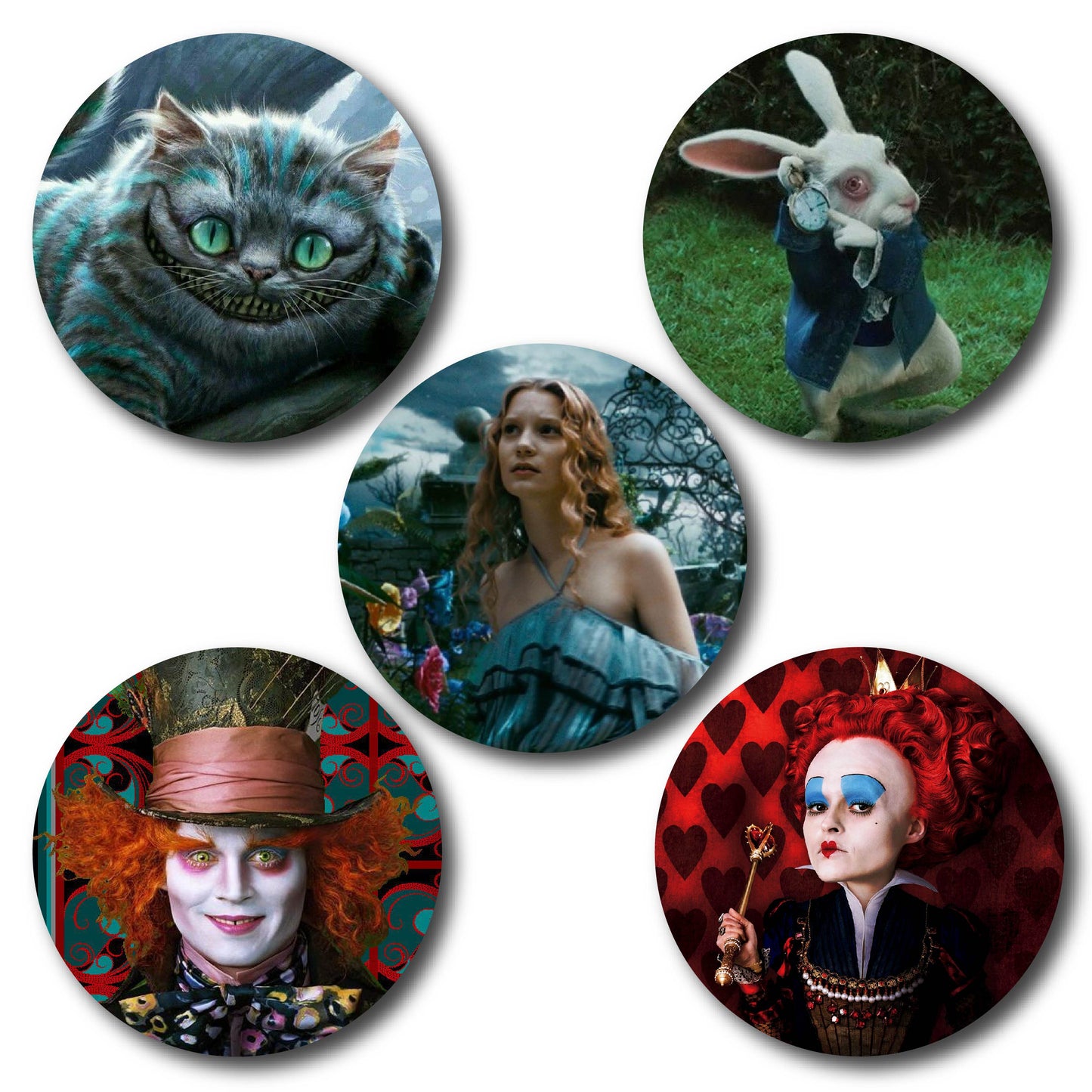 Individual Tim Burton Alice and Wonderland Pack Pins